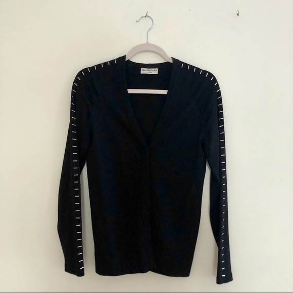 Balenciaga Sweaters - Balenciaga Staple Cardigan 100% Virgin Wool Black